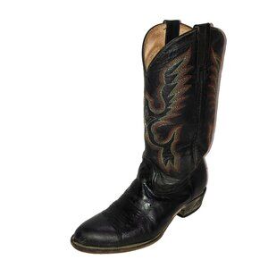 Ferrini Goat Leather Boots Mens 10.5 EE Black Leather Western Vintage Cowboy
